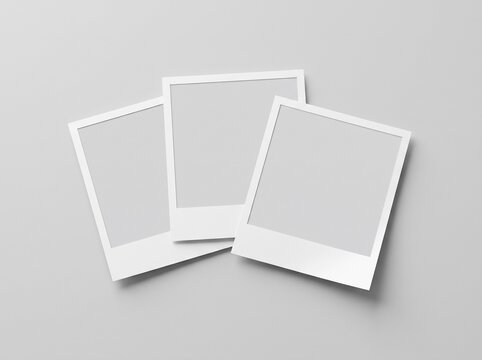 A high-resolution Polaroid photo mockup featuring three instant photos arranged side by side
