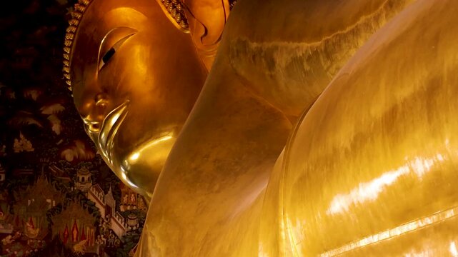 Reclining Buddha Statue at Wat Pho Temple in Bangkok Thailand