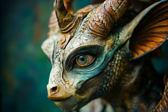Mystical Hybrid Creature With Textured Skin And Intricate Horns In A Fantasy World, Generative AI