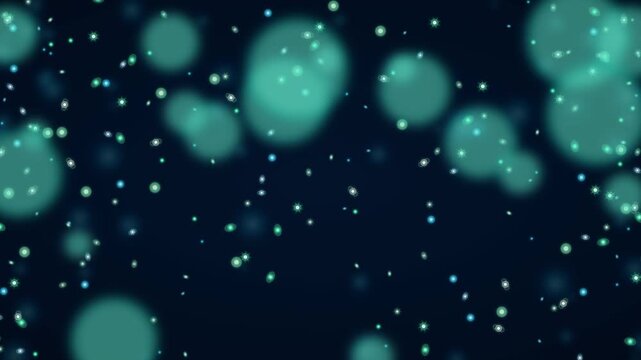 Bioluminescent microorganisms floating in saline solution with radiant cyan and emerald glow under microscopic lens, scientific marine biology laboratory research concept on dark background