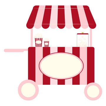 Popcorn cart retro food stall vintage machine clip art
