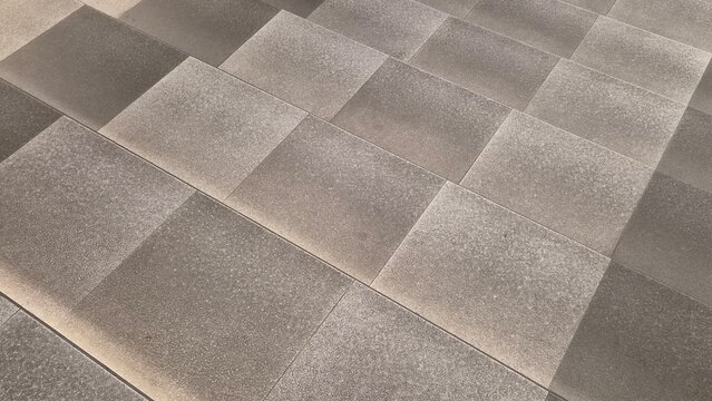 Modern Gray Tiled Steps with Geometric Pattern