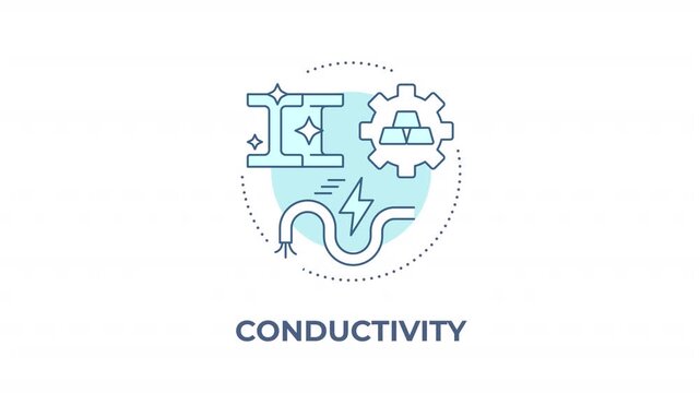 Conductivity animated animated monochrome cyan concept icon. Efficient energy transfer systems. Power grid engineering. Thermal management. Minimalist blue line animation. Circular motion graphic