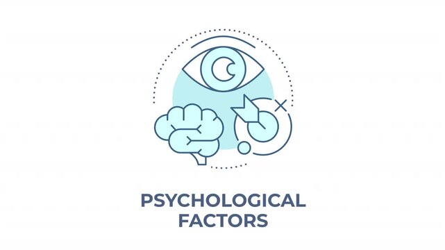 Psychological factors animated animated monochrome cyan concept icon. Consumer insights driven brand strategy. Behavioral economics. Minimalist blue line animation. Circular motion graphic