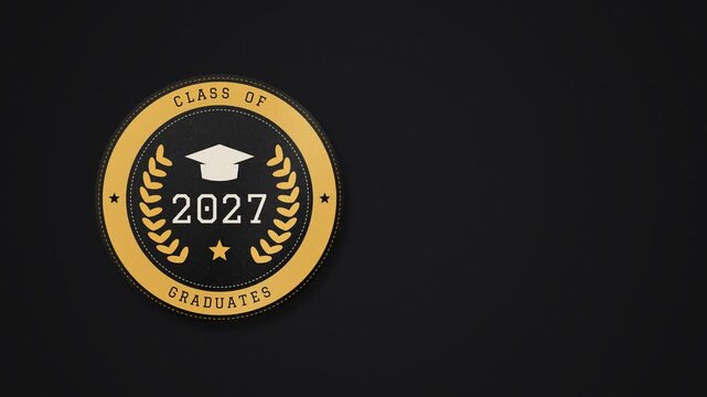 Class of 2027 embroidered crest loop on black wool
