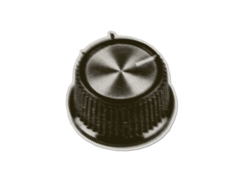 Audio control knob sticker with engrave line halftone style and cut paper texture border