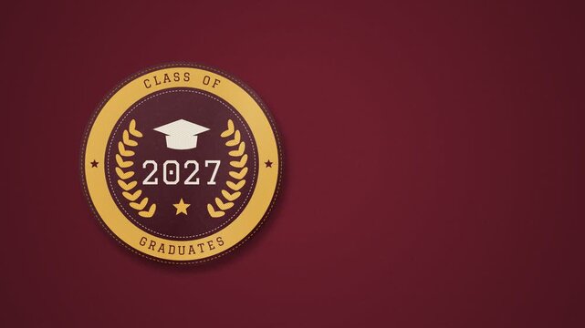 Class of 2027 embroidered crest loop on maroon wool