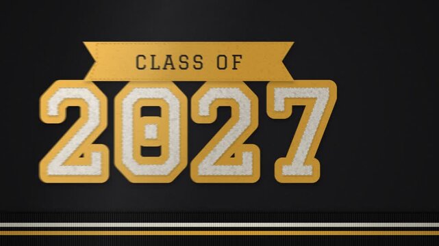 Class of 2027 varsity chenille patch on black wool