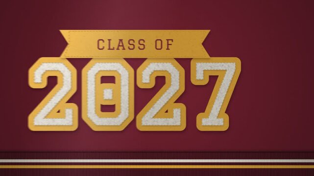 Class of 2027 varsity chenille patch on maroon wool