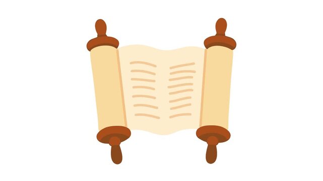 Animation of open scroll with wooden rollers