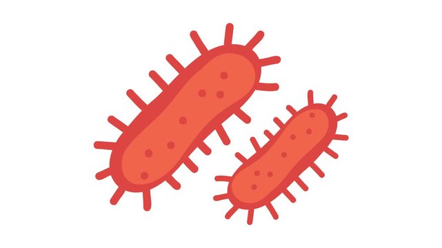 Animation of red bacterium cell with spikes