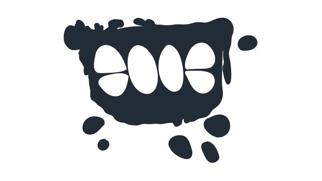 Animation of dark ink splatter with white teeth shapes