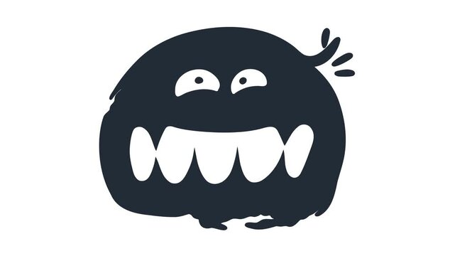 Animation of dark cartoon monster with big teeth