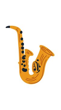 Animation of orange saxophone instrument