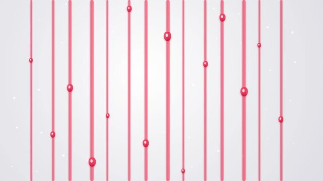 Translucent ruby red cosmetic serum droplet gliding smoothly over matte frosted glass surface with soft diffused studio backlighting, luxury skincare beauty product macro close up shot