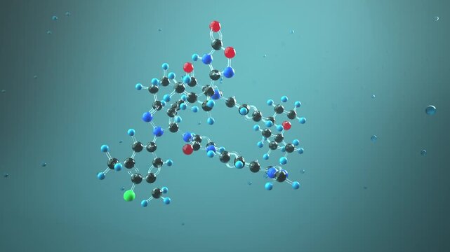 Orforglipron Molecule &ndash; 3D Animation for GLP-1, Obesity, Diabetes, and Pharmaceutical Research. 4k Video. ProRes 4444.