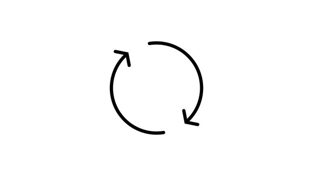 Circular Arrow Symbol for Refresh, Repeat and Continuous Cycle on white Background 4k video animation.