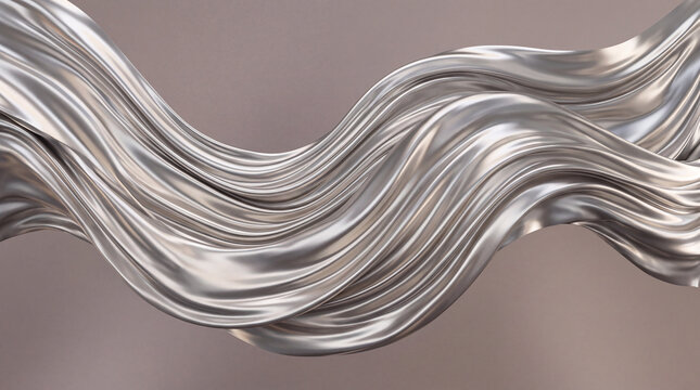 Three-panel abstract composition featuring rippling silver surfaces, smooth sculptural ridges and warm neutral backgrounds with soft studio-style lighting.
