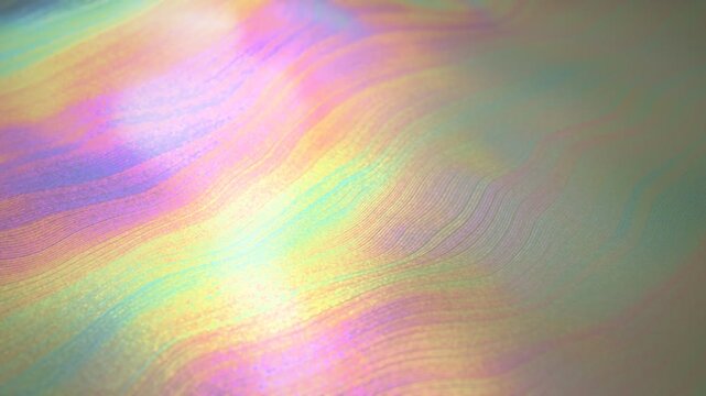 Close Up 3D Macro Mother of Pearl Nacre Texture with Iridescent Rainbow Shimmer Seamless Loop