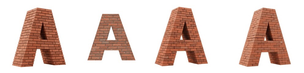 3D Red Brick Texture Letters A and B PNG Set Cutout Isolated on White Background Alphabet Typography Graphic © Dangti