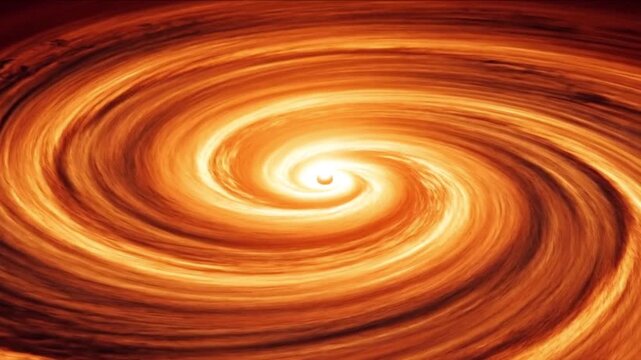 恒星合体の衝突部から噴出する高密度ガス円盤とプラズマの渦を捉えた天体CG
