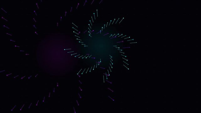 Futuristic digital particle fireworks exploding in vibrant neon cyan and ultraviolet purple shockwaves, high tech cyber celebratory energy burst overlay on deep dark digital background