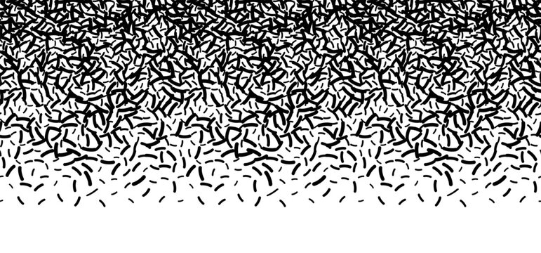 Abstract Monochrome Background with Hand Drawn Squiggle Gradient Fade, Black and White Doodle Dash Halftone Texture Pattern