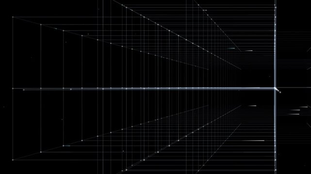 Geometric Isometric Grid Lines With Perspective Points Design Illustration