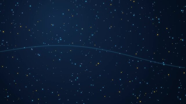 Starry Night Sky With Curved Light Trail Among Distant Stars