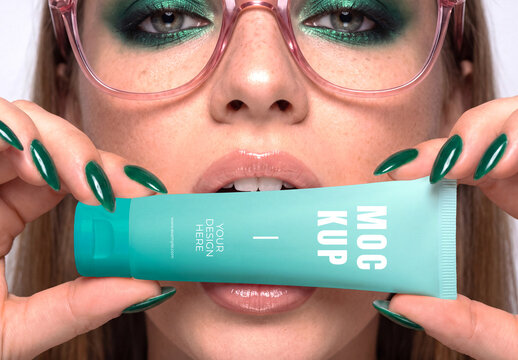 Skincare Cream Tube Packaging Mockup for Branding