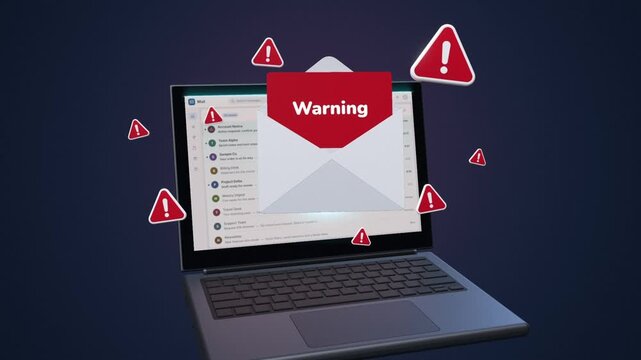 Email security scan turns red phishing warning alerts into green shield checkmarks on laptop inbox
