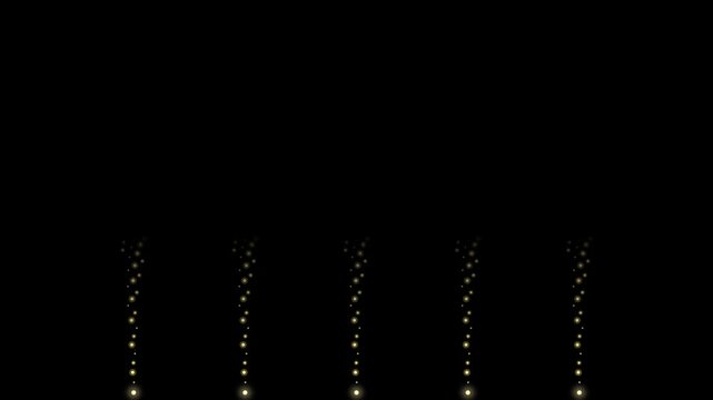 Synchronized vertical cold spark pyro fountains shooting bright silver sparks upward steadily against pure black background, concert stage and wedding celebration pyrotechnic backdrop