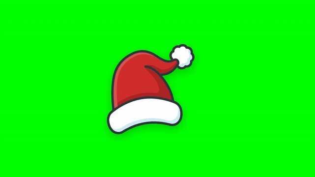 Classic Santa Hat Bobbing and Wiggling on Green Screen 4K