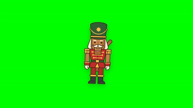 Nutcracker Toy Soldier Marching Animation on Green Screen 4K