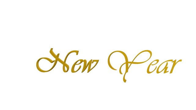 Golden New Year Calligraphy Text on White Background Greeting Animation
