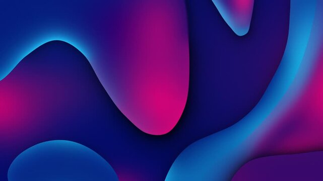 Liquid gradient background seamless loop, fluid magenta and blue shapes slowly morph with soft glowing edges