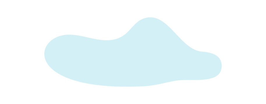 Soft blue cloud in flat style. Minimal sky shape as cute weather icon. Stylized blue cloud symbol with calmness and soft shape, isolated on white background for clean ui and background element