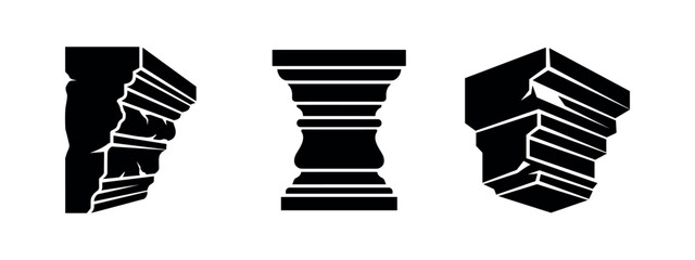 Architectural Column Cap and Classical Crown Molding Silhouettes © Lili