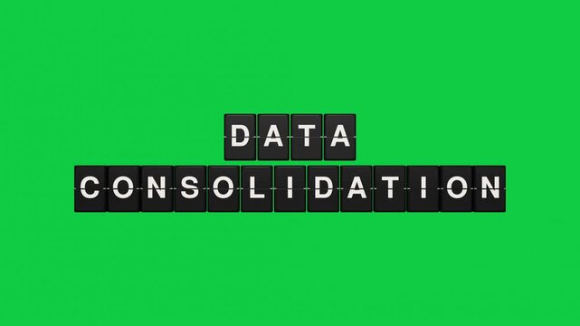 Data consolidation split flap display board green screen seamless loop