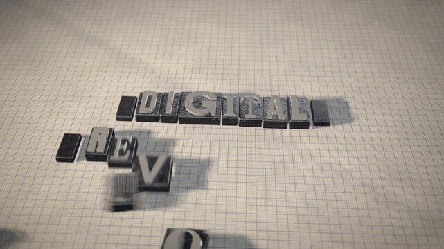 Digital revolution metal letterpress type blocks 3D animation