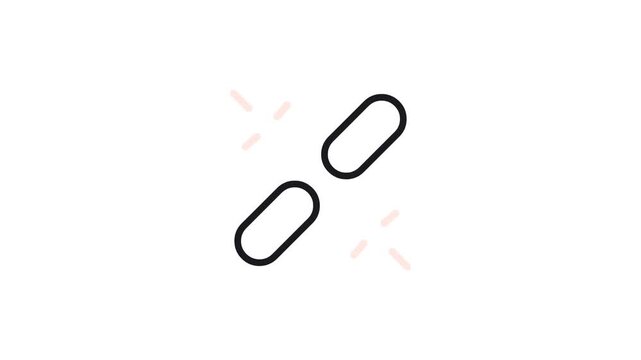 Broken Link Icon Falling Animation, Minimal Style