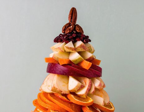 Christmas tree made of healthy food