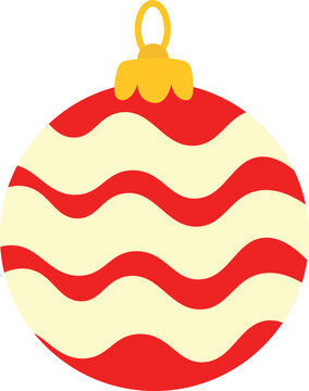 Red and Cream Wavy Pattern Christmas Ornament Illustration for Festive Holiday Decorations