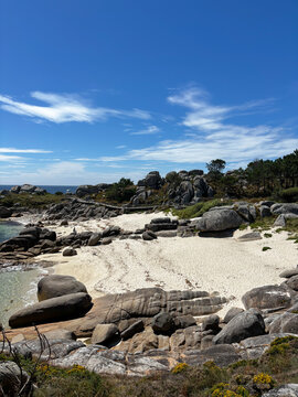 Scenic Atlantic Ocean Views from the Coastal Boardwalk in O Grove, Galicia