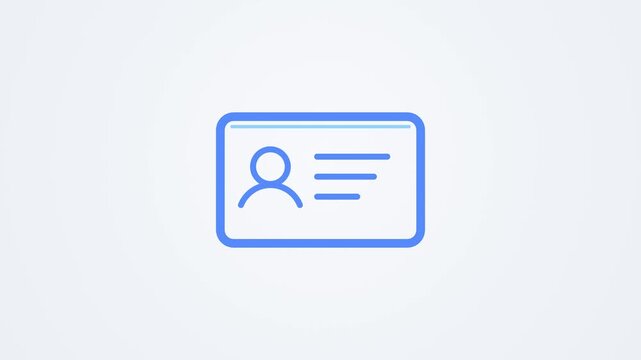 ID card verification icon with scan line then turning green with check badge, identity verification