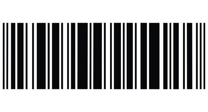 Black barcode isolated on transparent background for product identification and inventory management