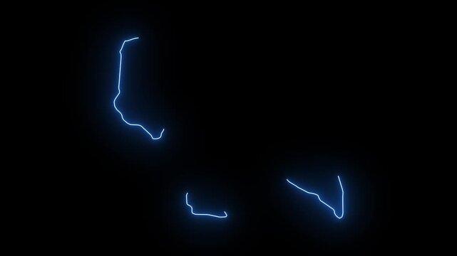 Comoros Animated Map Hand Drawn Neon Glow Outline, Sketch Line Art