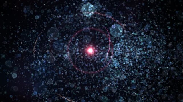 Rare diseases one dot among thousands 3d particle cloud camera dives to single glowing pink rare dot with pulse rings