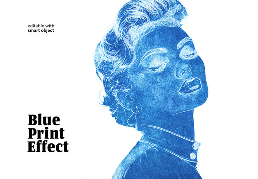 Blue Print Photo Effect