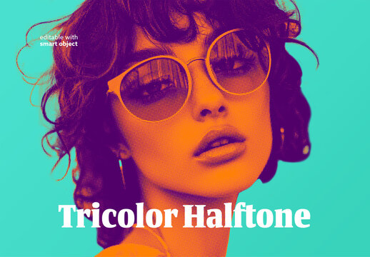 Tricolor Halftone Effect